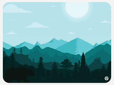 Landscape (pt 2) - Day bear clouds day flat design flat illustration flatdesign illustration landscape mountains sun trees