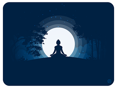 Moonlight Meditation design flat design flat illustration flatdesign hare krishna hinduism illustration meditation monk moonlight yoga yoga pose