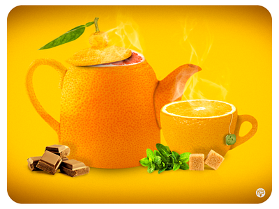 Fruit Tea adobe photoshop art chocolate commercial cup design fruit grapefruit herbal herbal tea kettle mint natural orange sugar