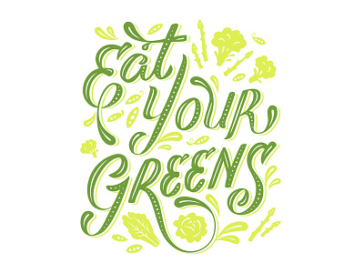 Eat Your Greens broccoli eat food g green hand lettering healthy illustration lettering r s t