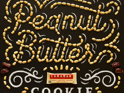 Lärabar Food Lettering - Peanut Butter Cookie flourish food lettering food type food typography hand lettering larabar lettering peanut butter peanuts salt typography