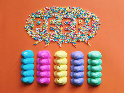 Peep! birds candy easter food lettering food type food typography lettering peeps speech bubble