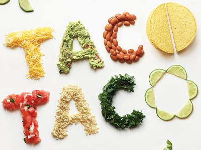 Taco Taco food food lettering food typography guacamole hand lettering lettering limes mexican salsa taco