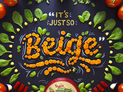 Sabra Hummus Ad carrots flourish food food lettering food type food typography hand lettering handcrafted lettering orange spinach vegetables