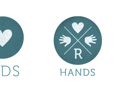 R hands badge logo