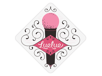 Comedienne Luelue card lettering logo microphone pink swash