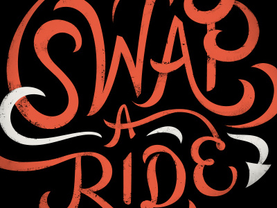 Swap-A-Ride arrow lettering red swash