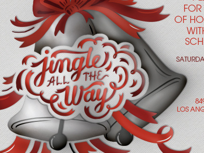 Jingle All The Way Card bell bells bow christmas hand lettering holidays lettering red ribbon script typography