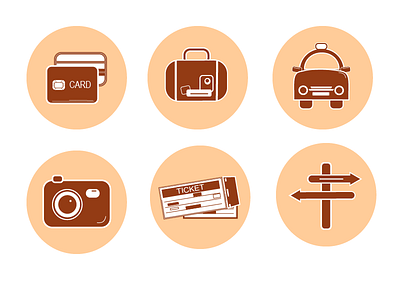 Icons "Travelling" art branding design icon identity illustration illustrator ios lettering logo minimal mobile travel travel agency travel app traveling travelling ui vector web