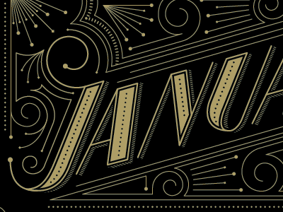 Screen Shot 2014 07 31 At 3.26.24 Pm art deco calendar flourish gold foil january lettering