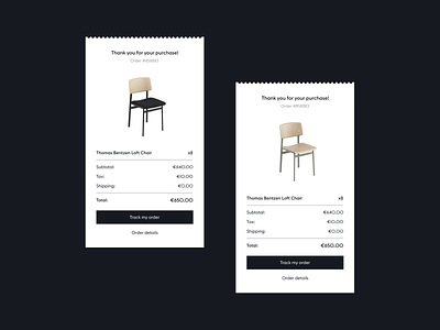 Daily UI 017 – Email Receipt bill daily ui daily ui challenge design ecommerce furniture interface mail product purchase simple ui ux web web design website