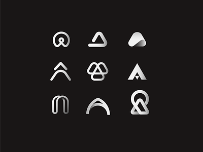 A - shapes explorations a a letter a logo a monogram a shape brand branding concept exploration graphic design illustrator logo logofolio shape sketchbook