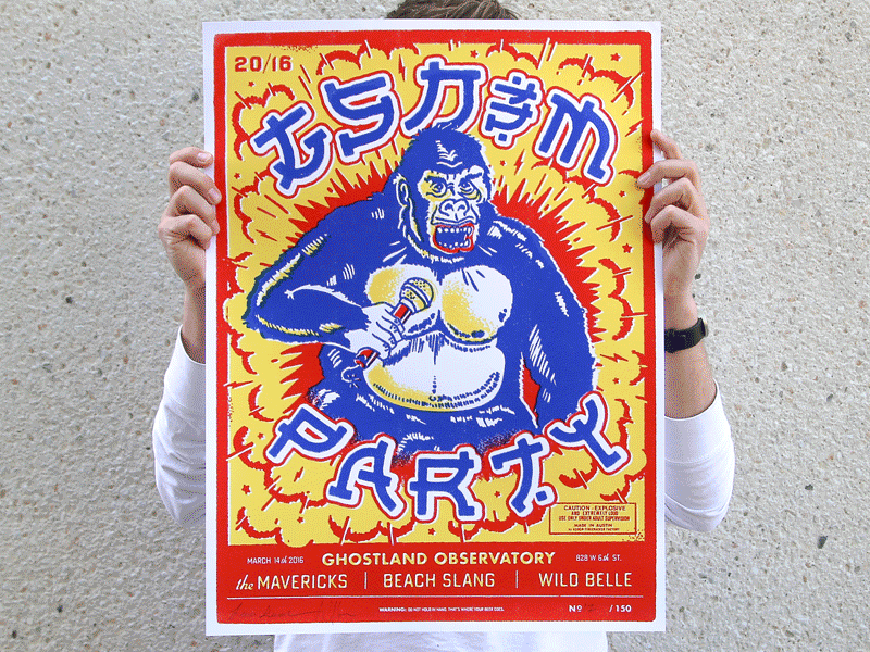 GSD&M SXSW Party 828 ape austin custom type event fireworks gorilla gsdm illustration sxsw typography vintage