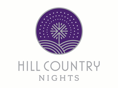 Hill Country Nights Logo austin country hill identity logo stars texas tree