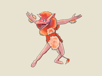 Firey creature goblin hand drawn illustration jim henson labyrinth magic dance