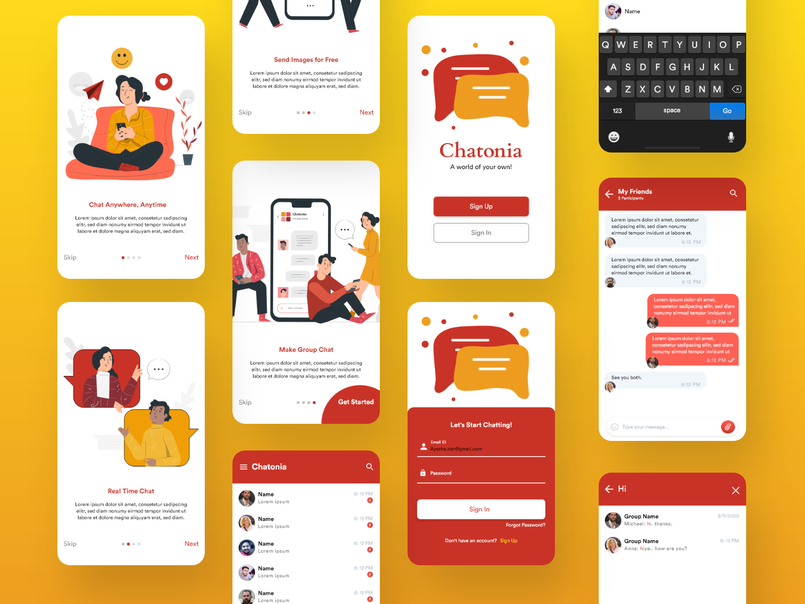 Chat App UI Design by Ayesha Dar on Dribbble image.