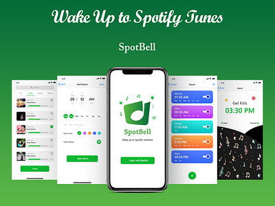 Spotify Alarm App - UI Design alarm app design logo spotify ui wake