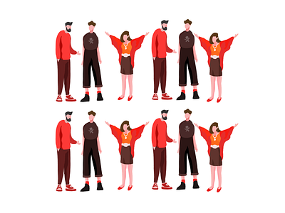People design fashion illustration indonesia men people red women