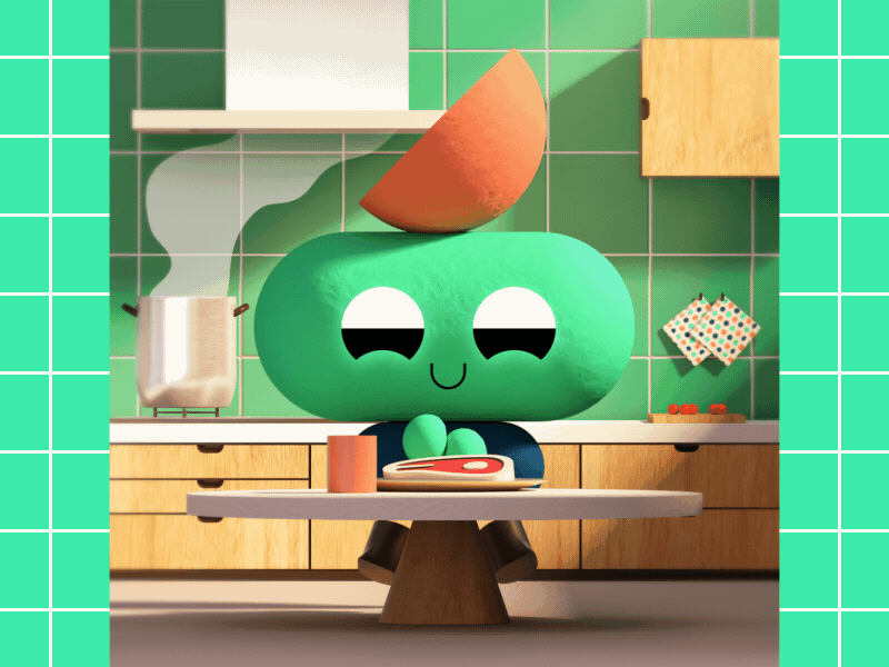 lunch break 3d 3d animation aftereffects animation c4d character design illustration kitchen lunch motiondesign motiongraphics shapes