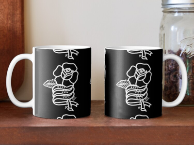 Boys Can Cry Mugs feminist flowers goth graphic design line art metal occult punk roses tattoo art tattoo design