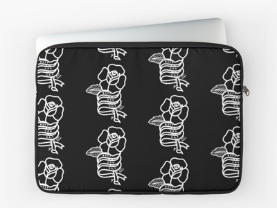 Boys Can Cry Laptop Sleeve black and white feminist occult metal punk goth flowers tattoos roses tattoo design tattoo art