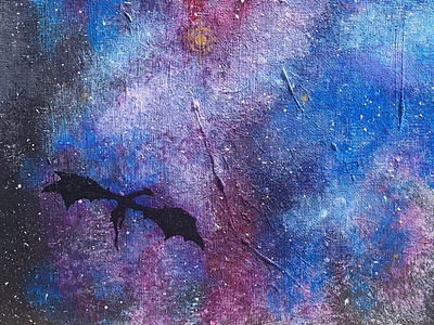 Part 1 of 2: Lost Souls acrylic dragons galaxy painting universe