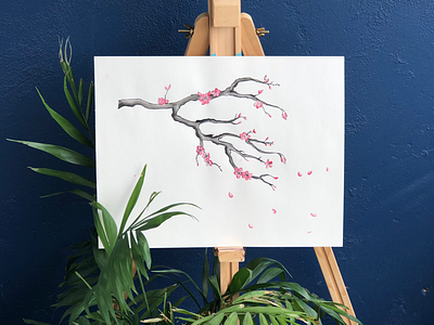 Cherry Blossom Branch blossom commissions flowers ink nature art sakura spring tattoo art watercolor