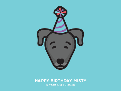 Misty birthday digital dog flat illustration vector