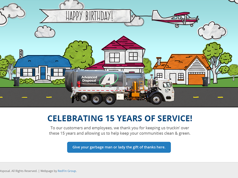 Happy Birthday Advanced Disposal animation illustrations landing page website birthday