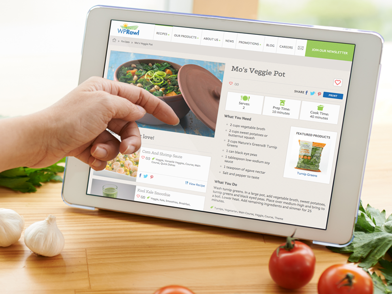 WPRawl Responsive Website vegetables card layout website food recipes farm produce responsive website