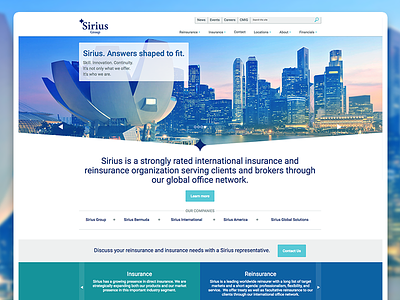 Sirius Group Website Design design insurance reinsurance responsive website