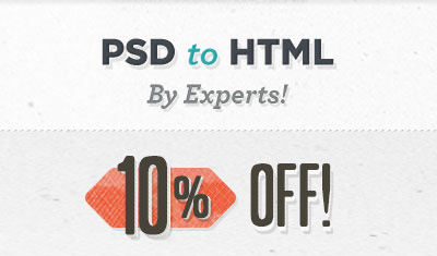 We're on sale! sale psd html slicing pixel2html offer discount coupon