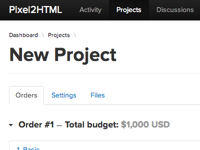 Pixel2HTML > New Project bootstrap form proxima nova ui