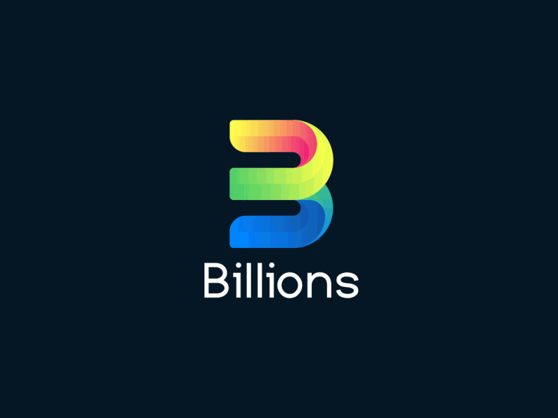 Billions logo b letter b letter logo colored icons lines animation