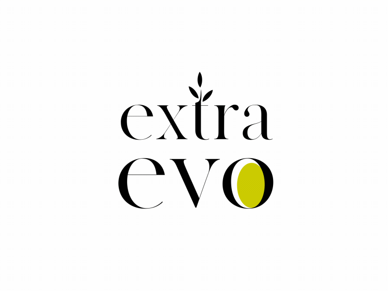 Extra Evo logo drop growth leaf lettering liquid olive oil