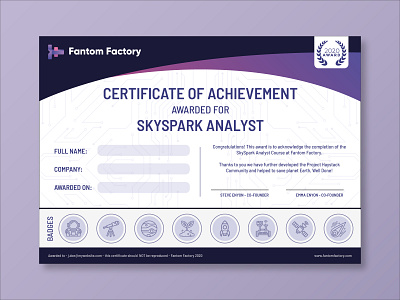 Certificate Design - Fantom Factory