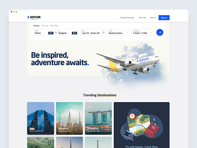 Keplre - Airlines Website Concept airlines design interaction interface logo ui ux