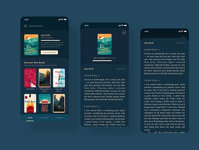 Virtual Library App Concept app blue card design ebook interaction interface library ui ux