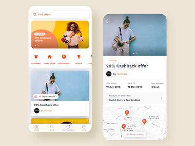 Offer Discovery App app colorful design interaction interface locality location map offer offers ui ux