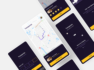 Transporter App: Rating And Walkthrough app design interface login purple rental rental app rentals truck trucks ui user experience userinterface ux
