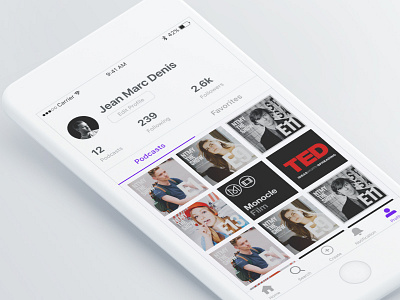 Profile Page - LSTN Podcast App audio contect design interaction interface podcast product profile ui user ux