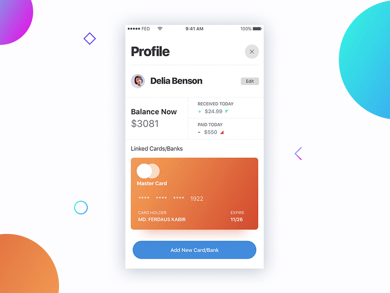 2Pay - Profile Prototype app design ios ios11 mobile payment payment prototype ui ux