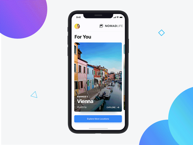 Nomadlife App Concept animation app design designcard interaction ios location principle prototype sketch ui ux