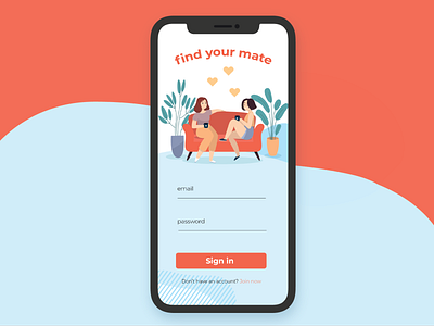 Weekly UI 001 - Dating App Sign In Screen app branding dailyui datingapp design flat illustrator minimal mobile photoshop queer typography ui ux web