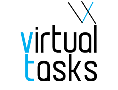 VIRTUAL TASKS letterart letterlogo logo text logo