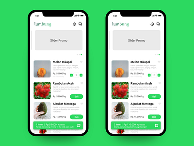 Lumbung App Buy & Add Quantity Screen app home screen illustration minimal ui ux