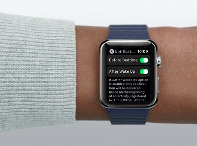 Sleep Tracking App - Notifications adobe illustrator app apple watch apple watch design branding concept design illustrator mockup sketch sleep sleep app sleep track smart watch tracking ui ux vector watch watchos