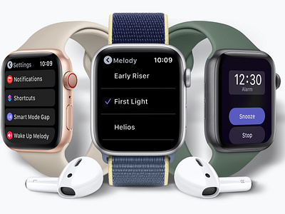 Sleep Tracking App - Wake Up Melody adobe illustrator app apple watch apple watch design branding concept design illustrator mockup sketch sleep sleep app sleep track smart watch tracking ui ux vector watch watchos