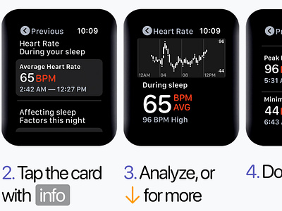 Sleep Tracking App - Viewing Heart Rate report adobe illustrator app apple watch apple watch design branding concept design illustrator mockup sketch sleep sleep app sleep track smart watch tracking ui ux vector watch watchos