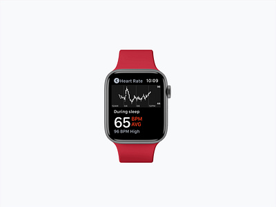 Sleep Tracking App - Heart Rate screen on Apple Watch adobe illustrator app apple watch apple watch design branding concept design illustrator mockup sketch sleep sleep app sleep track smart watch tracking ui ux vector watch watchos